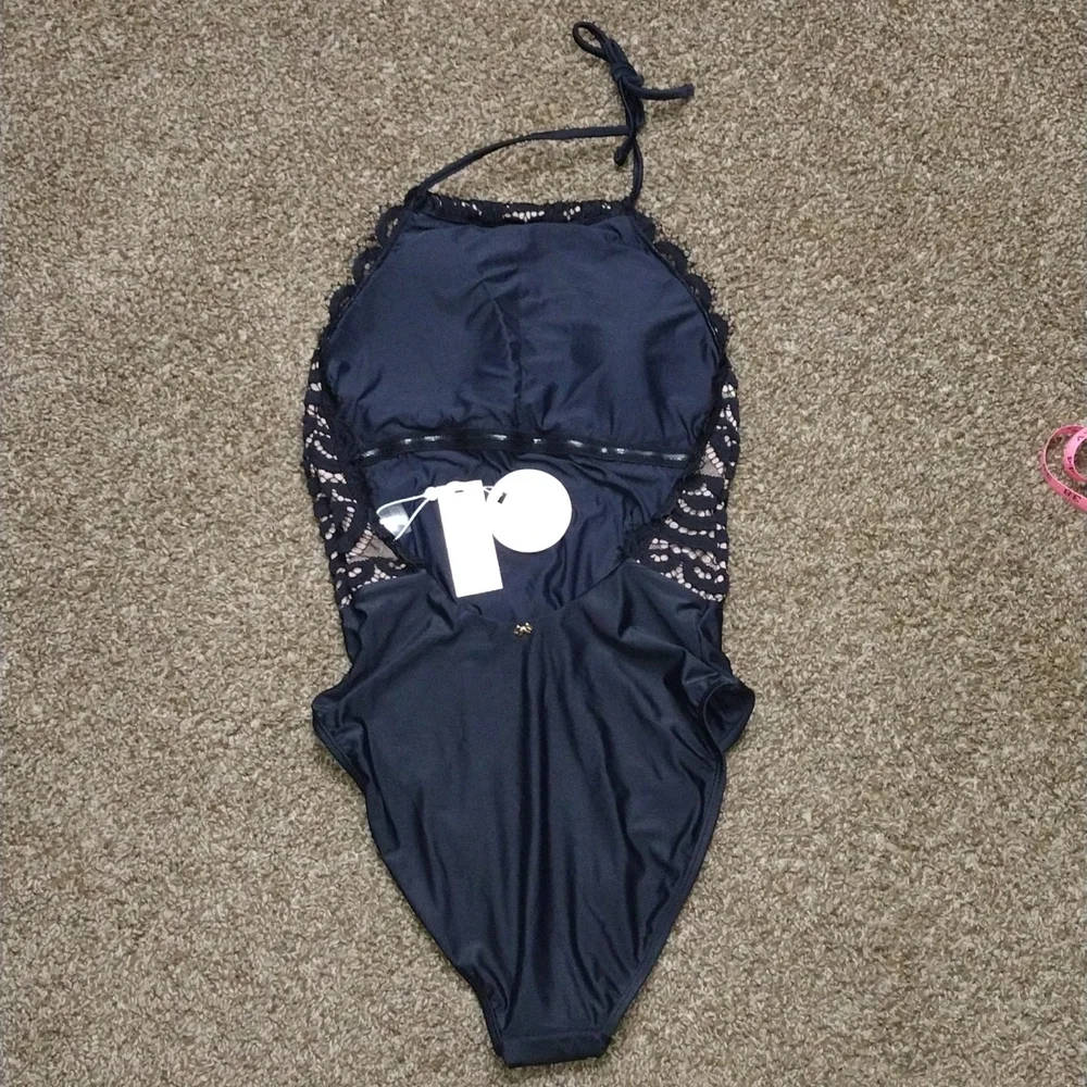 NWT PQ Mid High Neck Lace One Piece Swimsuit - Picture 9 of 15